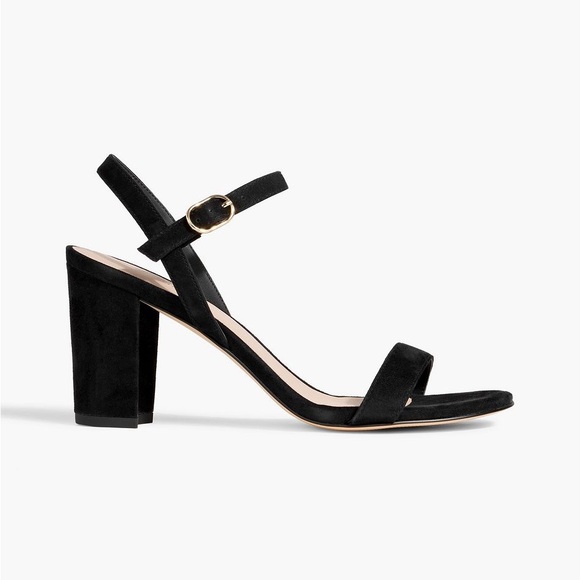 Stuart Weitzman Black Suede Heeled Sandals - Picture 2 of 8